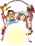 Brautpaarzur Hochzeitsnacht im Bett - Cartoon