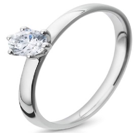 Verlobungsring traditionell Weissgold mit Diamant
